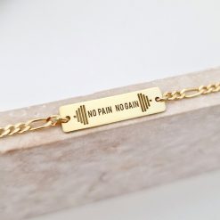 Bratara personalizata - placuta cu text gravat - Argint 925 placat cu Aur Galben 18K - bratara barbati cu lant-Toate >> Argint 925 >> Bratari Argint >> Noutati