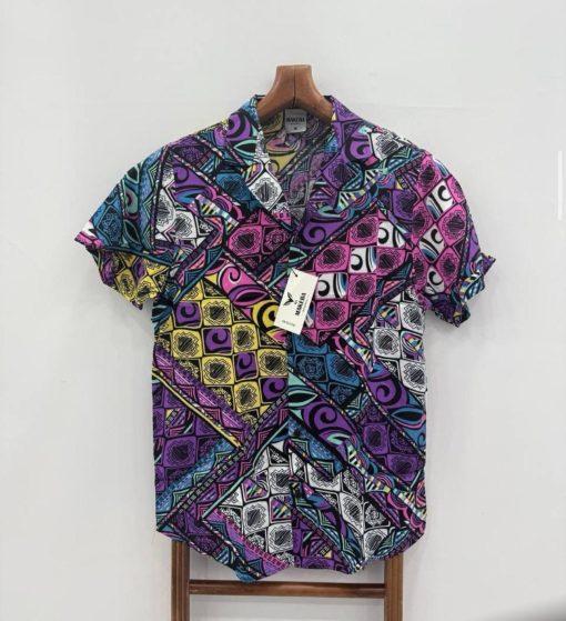 Camasa barbati PREMIUM   maneca scusta  cu imprimeu 11893-Camasi barbati