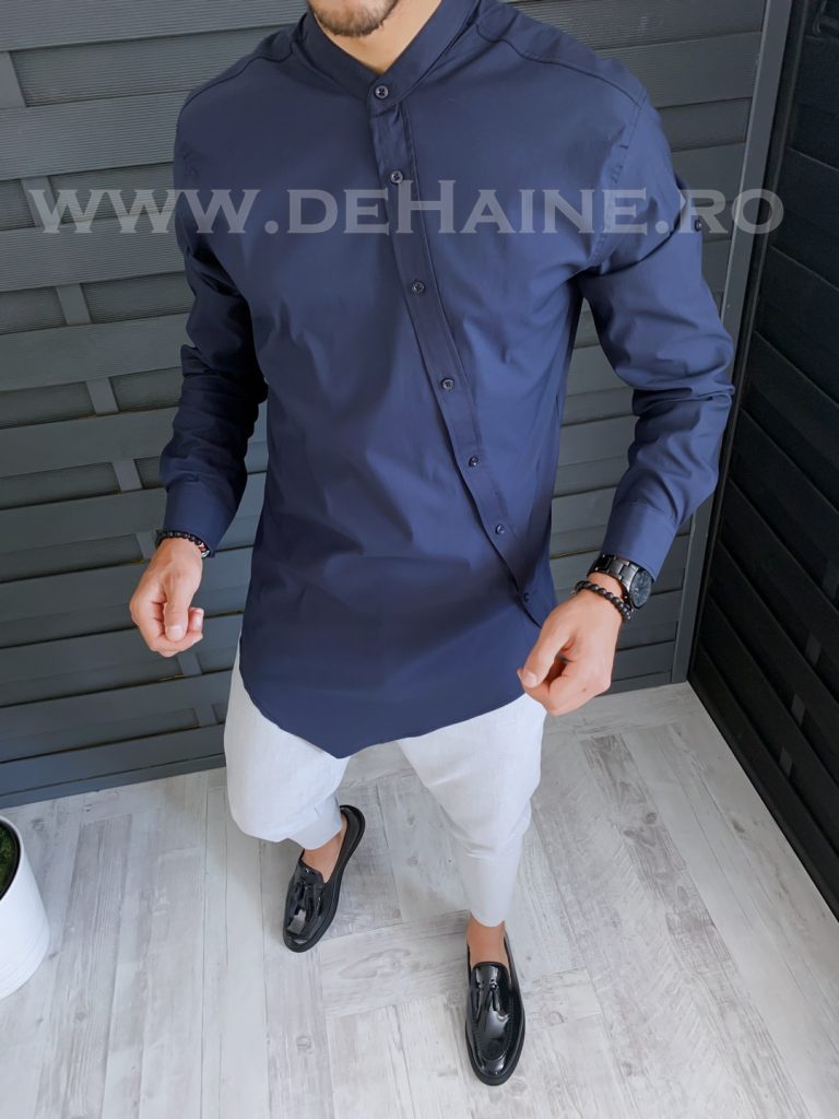 Camasa barbati asimetrica bleumarin slim fit B1310  O3-4.3-Camasi barbati