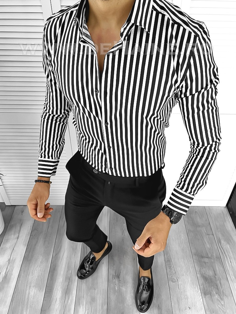 Camasa barbati cu dungi slim fit B3723-Camasi barbati