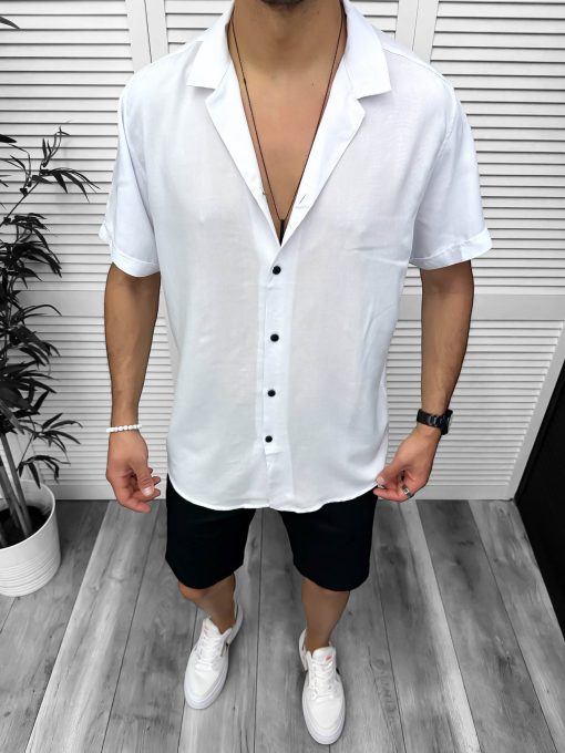Camasa barbati de vara  maneca scurta  alba 13098-Camasi barbati