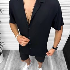 Camasa barbati de vara  maneca scurta  neagra 13099-Camasi barbati