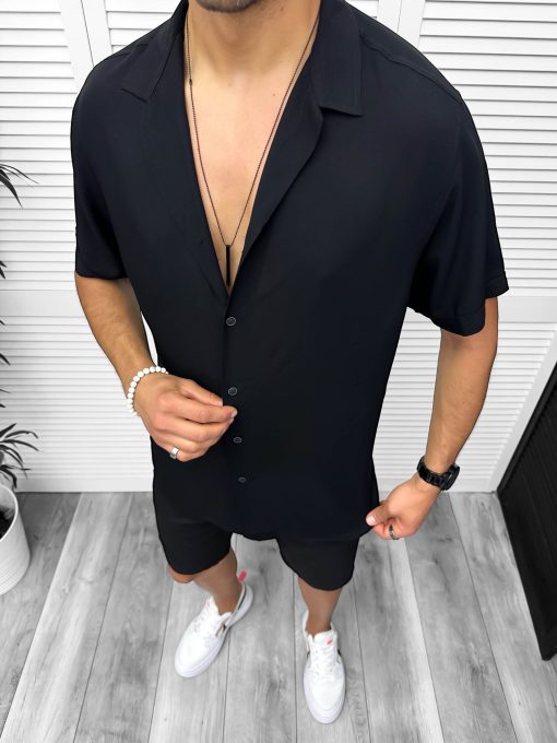 Camasa barbati de vara  maneca scurta  neagra 13099-Camasi barbati