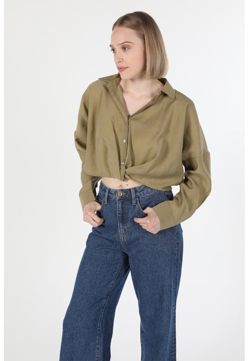 Camasa crop cu maneci cazute-FEMEI/IMBRACAMINTE/Camasi-IMBRACAMINTE/Camasi