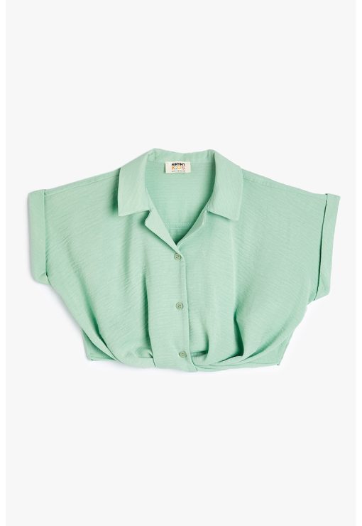 Camasa crop cu revere decupate-FETE/IMBRACAMINTE/Camasi-IMBRACAMINTE/Camasi
