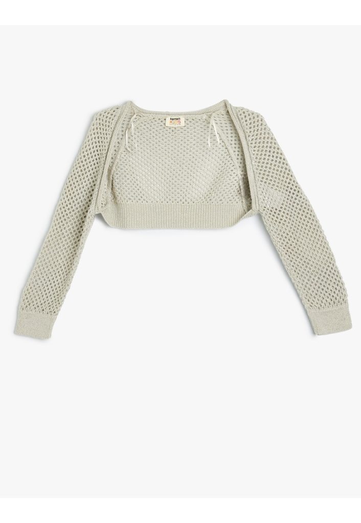 Cardigan crop cu perforatii-FETE/IMBRACAMINTE/Pulovere si cardigane-IMBRACAMINTE/Pulovere si cardigane