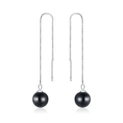 Cercei din argint Black Agate Drop-Personalizate Gravabile >> Cercei personalizati