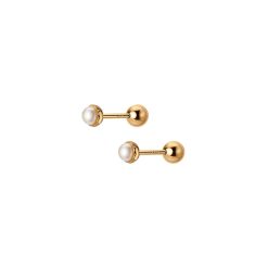Cercei din argint Gold Studded Pearls-Cercei >> Cercei din argint