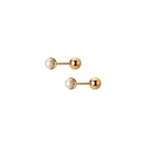 Cercei din argint Gold Studded Pearls-Cercei >> Cercei din argint