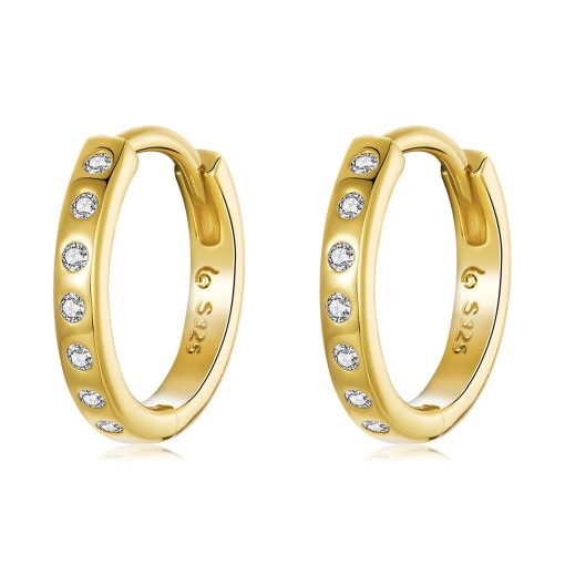 Cercei din argint Golden Crystals Hoops-Cercei >> Cercei din argint