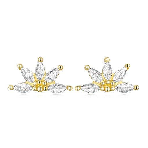 Cercei din argint Golden Half Flower-Cercei >> Cercei din argint