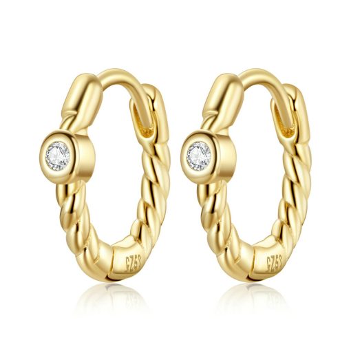 Cercei din argint Golden Twisted Stud-Cercei >> Cercei din argint