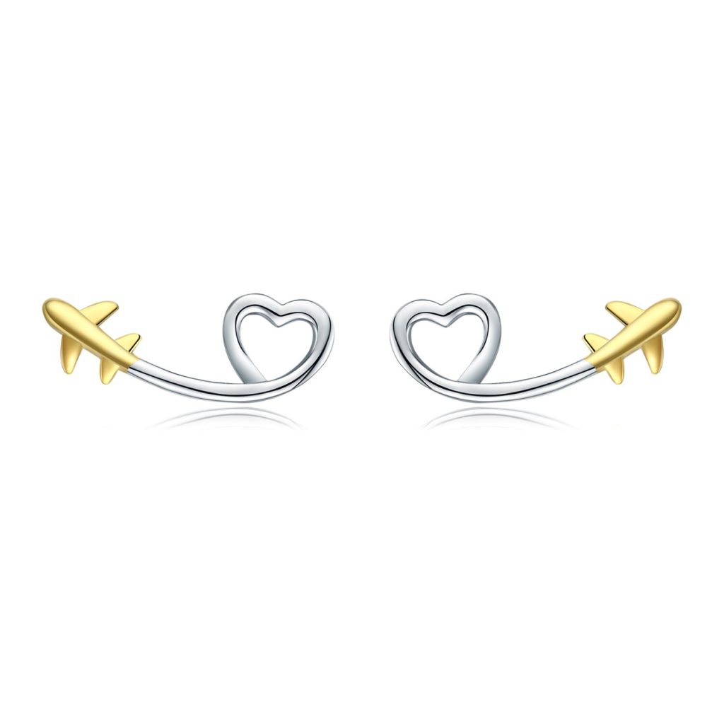 Cercei din argint Heart & Gold Plane-Cercei