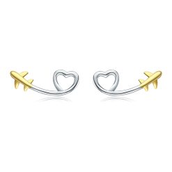 Cercei din argint Heart & Gold Plane-Cercei
