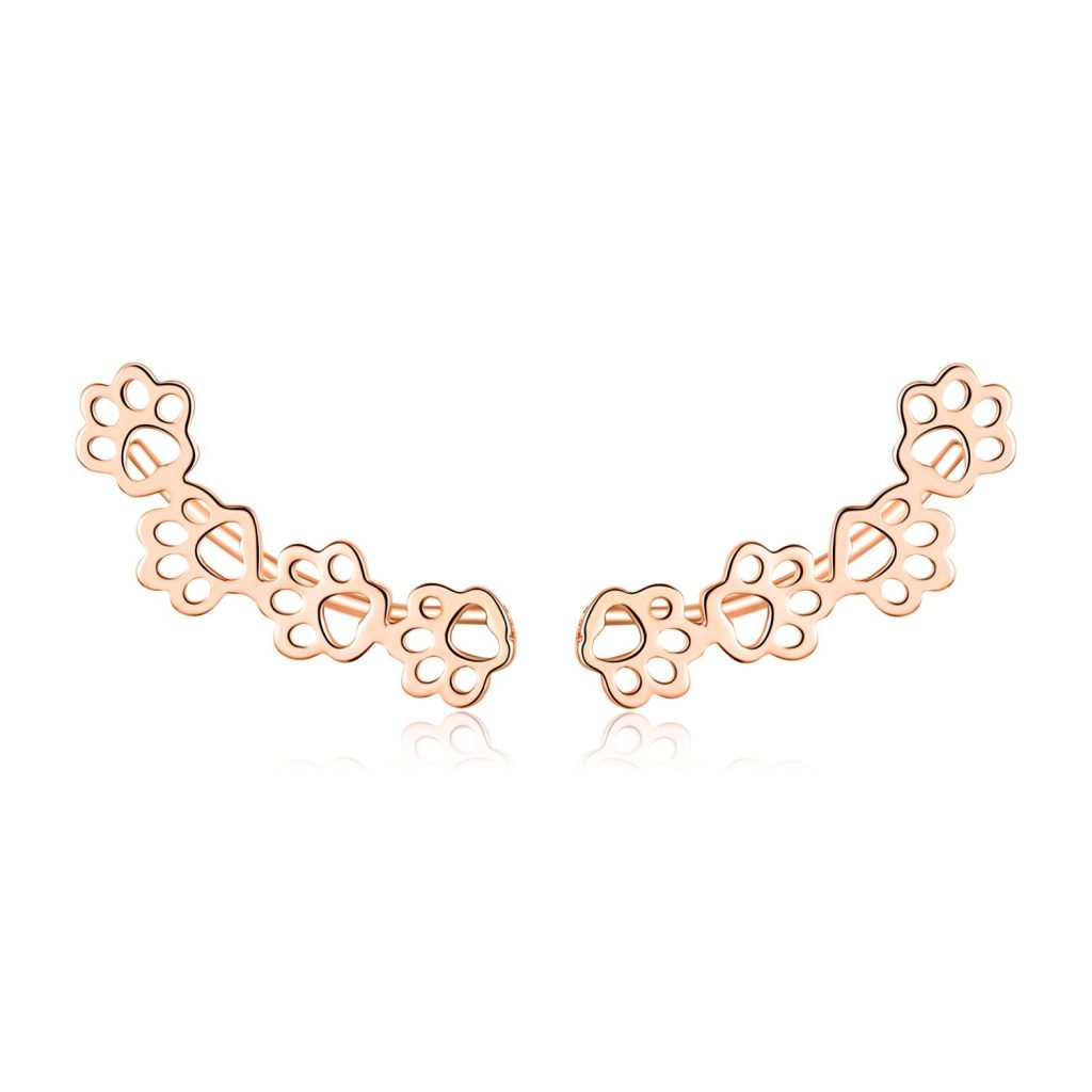 Cercei din argint Rose Gold Paws Four-Cercei >> Cercei din argint