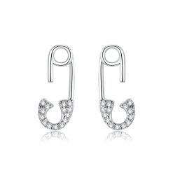 Cercei din argint Sparkling Safety Pin-Cercei