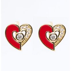 Cercei in forma de inima decorati cu cristale-FEMEI/GENTI SI ACCESORII/Bijuterii-GENTI SI ACCESORII/Bijuterii
