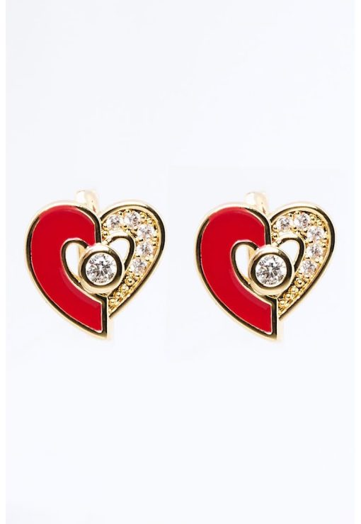 Cercei in forma de inima decorati cu cristale-FEMEI/GENTI SI ACCESORII/Bijuterii-GENTI SI ACCESORII/Bijuterii