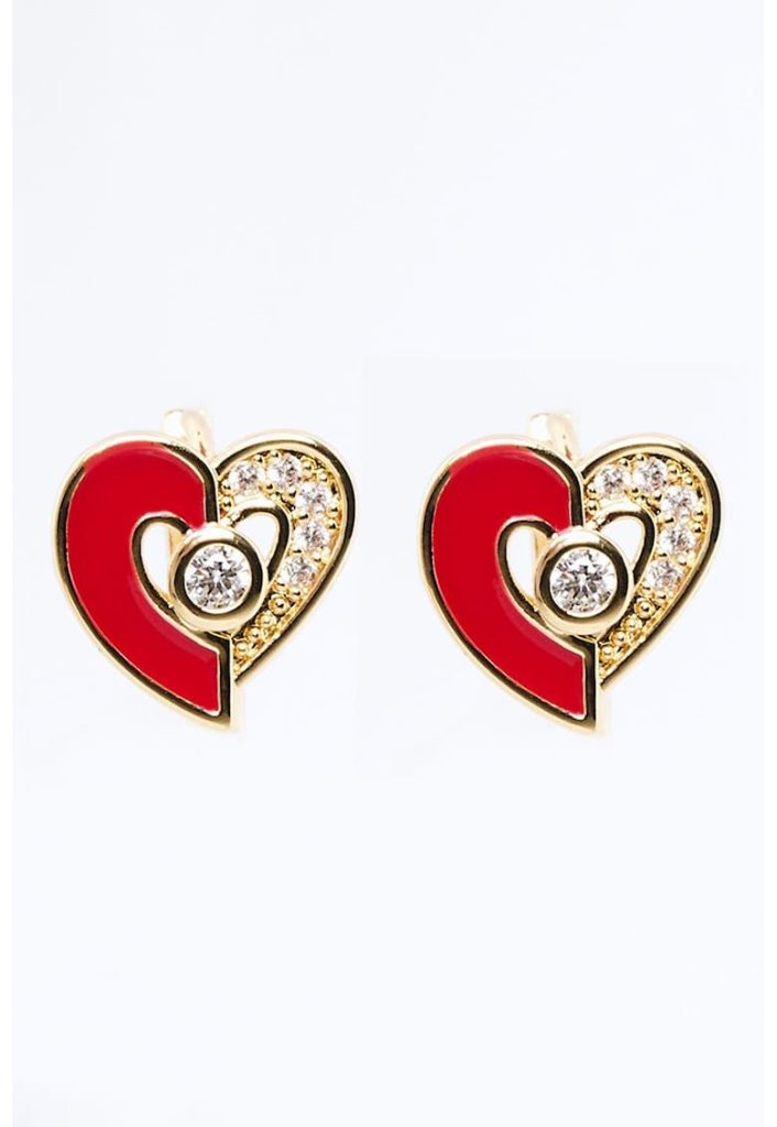 Cercei in forma de inima decorati cu cristale-FEMEI/GENTI SI ACCESORII/Bijuterii-GENTI SI ACCESORII/Bijuterii