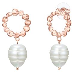 Cercei placati cu aur rose de 14K cu perle-FEMEI/GENTI SI ACCESORII/Bijuterii-GENTI SI ACCESORII/Bijuterii