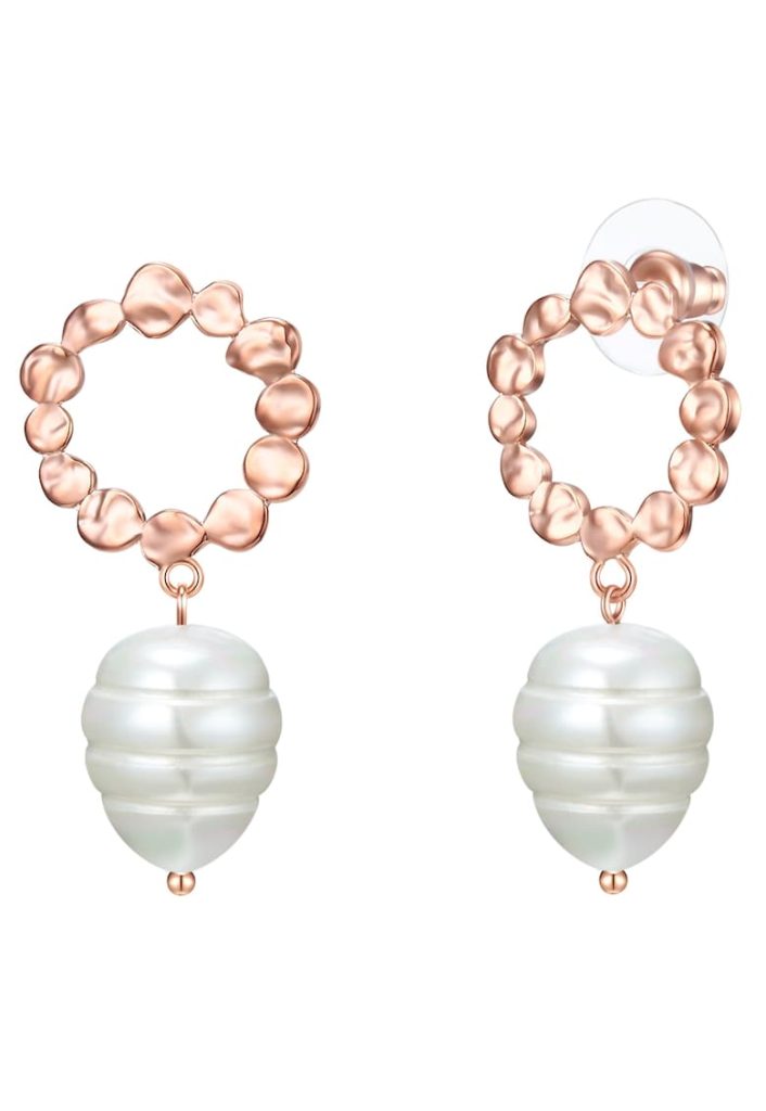 Cercei placati cu aur rose de 14K cu perle-FEMEI/GENTI SI ACCESORII/Bijuterii-GENTI SI ACCESORII/Bijuterii