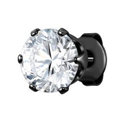 Cercel cu tija din otel inoxidabil decorat cu zirconia-BARBATI/GENTI SI ACCESORII/Bijuterii-GENTI SI ACCESORII/Bijuterii