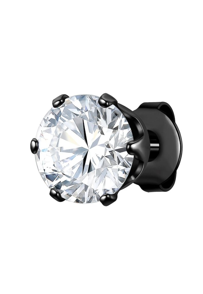 Cercel cu tija din otel inoxidabil decorat cu zirconia-BARBATI/GENTI SI ACCESORII/Bijuterii-GENTI SI ACCESORII/Bijuterii