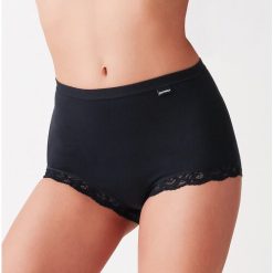 Chiloti clasici bumbac cu talia inalta si dantela Cotonella AD214 0001-FEMEI