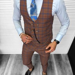 Compleu barbati Vesta + Pantaloni 13152 + Lant si cravata cadou-Costume barbati > Compleuri barbati