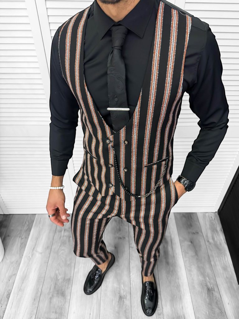 Compleu barbati  Vesta + Pantaloni B4061  Lant si cravata cadou 129-2-Costume barbati > Compleuri barbati