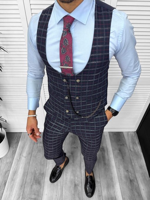Compleu barbati  Vesta + Pantaloni B5539 Lant si cravata cadou 51-2 S1-Costume barbati > Compleuri barbati