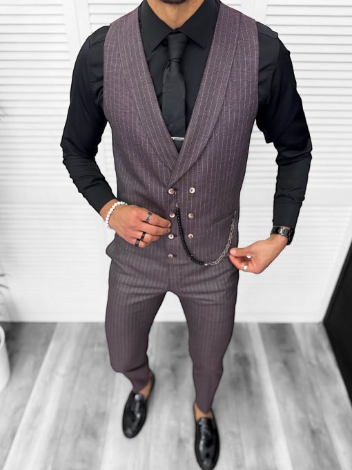 Compleu barbati  Vesta + Pantaloni  B5725 Lant si cravata cadou 30-1-Costume barbati > Compleuri barbati