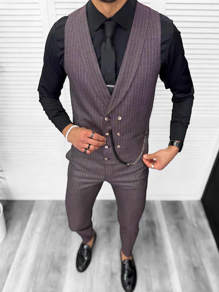Compleu barbati  Vesta + Pantaloni  B5725 Lant si cravata cadou30-1-Costume barbati > Compleuri barbati