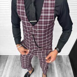 Compleu barbati  Vesta + Pantaloni  Lant si cravata cadou  B4008  Z6-2-Costume barbati > Compleuri barbati