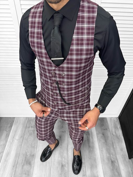 Compleu barbati  Vesta + Pantaloni  Lant si cravata cadou  B4008  Z6-2-Costume barbati > Compleuri barbati