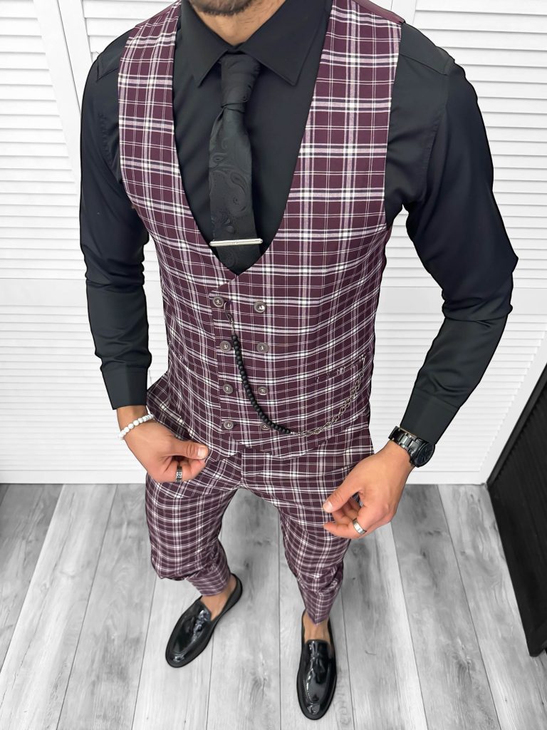 Compleu barbati  Vesta + Pantaloni  Lant si cravata cadou  B4008  Z6-2-Costume barbati > Compleuri barbati