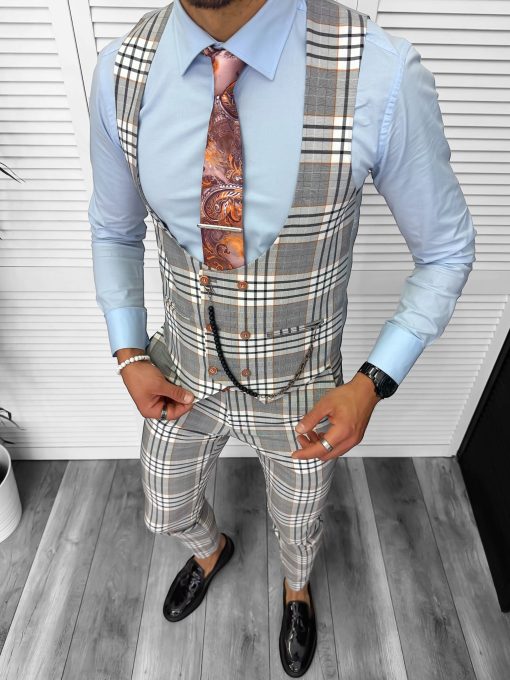 Compleu barbati  Vesta + Pantaloni  Lant si cravata cadou B4034-Costume barbati > Compleuri barbati