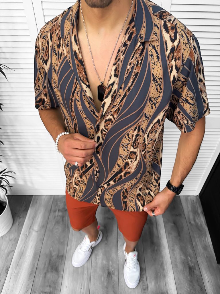 Compleu de vara camasa imprimeu  + pantaloni 13063-Recent adaugate