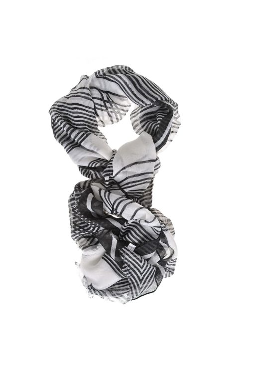 Esarfa din vascoza cu dungi negre-FEMEI/GENTI SI ACCESORII/Fulare si esarfe-GENTI SI ACCESORII/Fulare si esarfe