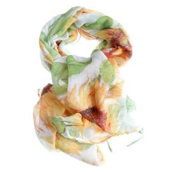 Esarfa galbena din vascoza cu imprimeu floarea soarelui-FEMEI/GENTI SI ACCESORII/Fulare si esarfe-GENTI SI ACCESORII/Fulare si esarfe