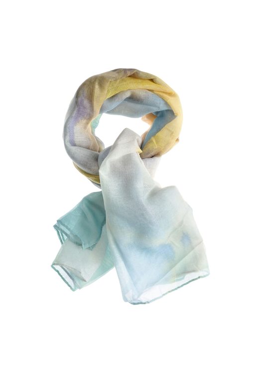 Esarfa galbena din vascoza cu nuante pastelate 70 x 180 cm-FEMEI/GENTI SI ACCESORII/Fulare si esarfe-GENTI SI ACCESORII/Fulare si esarfe