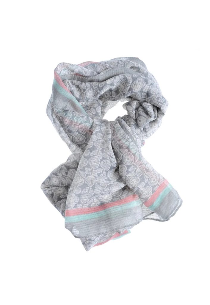 Esarfa kaki cu flori -  Paris-FEMEI/GENTI SI ACCESORII/Fulare si esarfe-GENTI SI ACCESORII/Fulare si esarfe