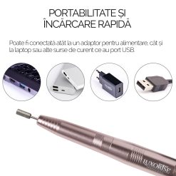 Freza Unghii cu Capat USB Titanium Travel LUXORISE Gold 4