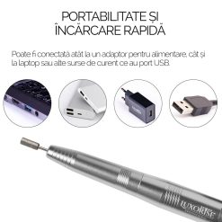 Freza Unghii cu Capat USB Titanium Travel LUXORISE Silver 4