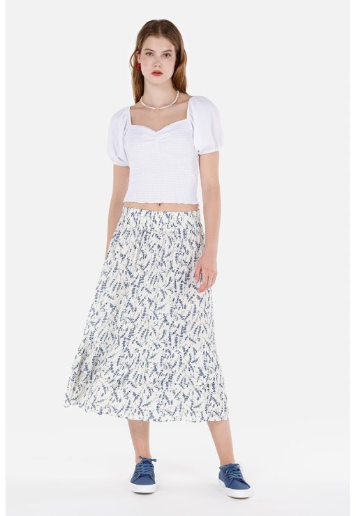 Fusta midi cu model floral-FEMEI/IMBRACAMINTE/Fuste-IMBRACAMINTE/Fuste