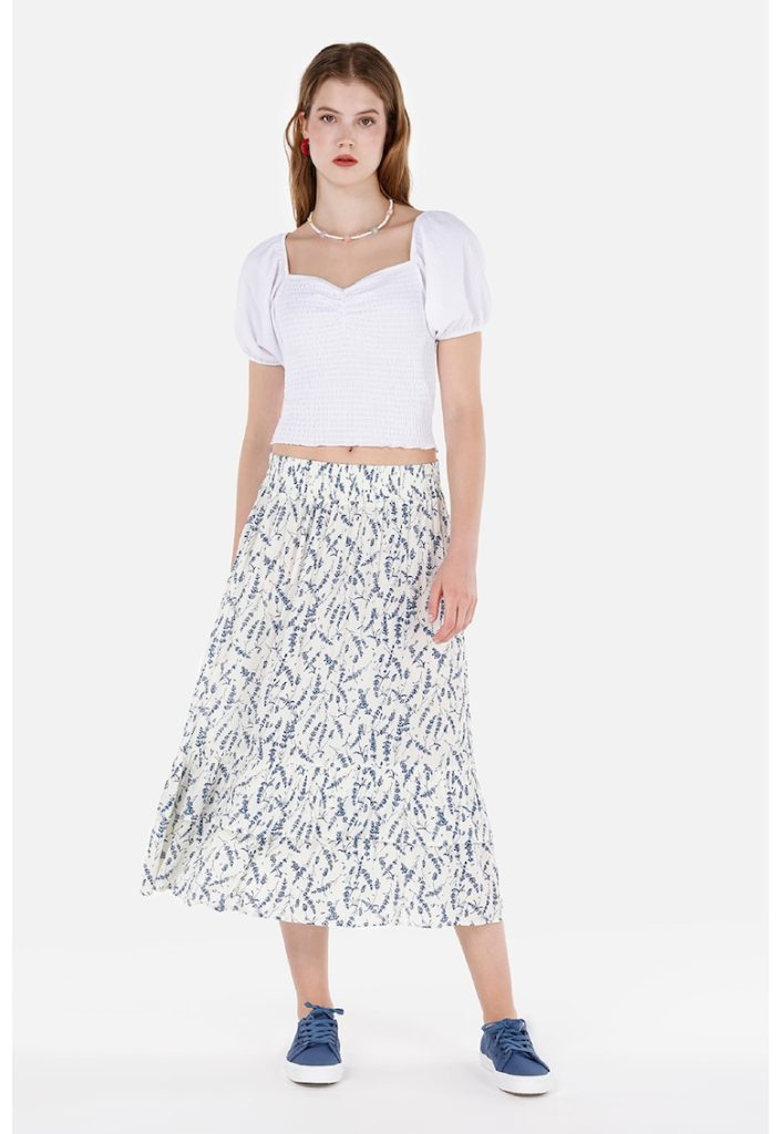 Fusta midi cu model floral-FEMEI/IMBRACAMINTE/Fuste-IMBRACAMINTE/Fuste