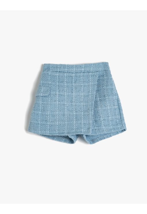 Fusta-pantalon din tuid cu model in carouri-FETE/IMBRACAMINTE/Sorturi-IMBRACAMINTE/Sorturi