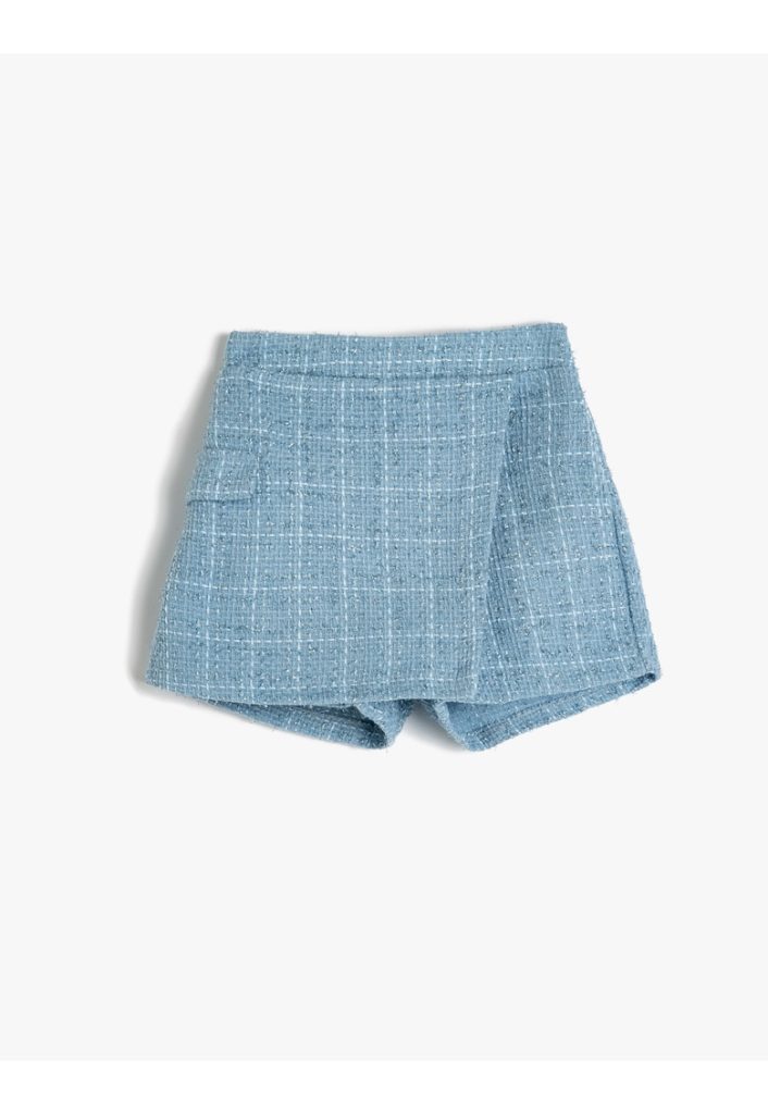 Fusta-pantalon din tuid cu model in carouri-FETE/IMBRACAMINTE/Sorturi-IMBRACAMINTE/Sorturi