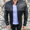 Geaca barbati neagra piele ecologica B2840 Z27-4-Geci barbati > Geci de piele barbati