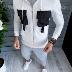 Hanorac barbati alb slim fit A8431 D4-5.4-Hanorace